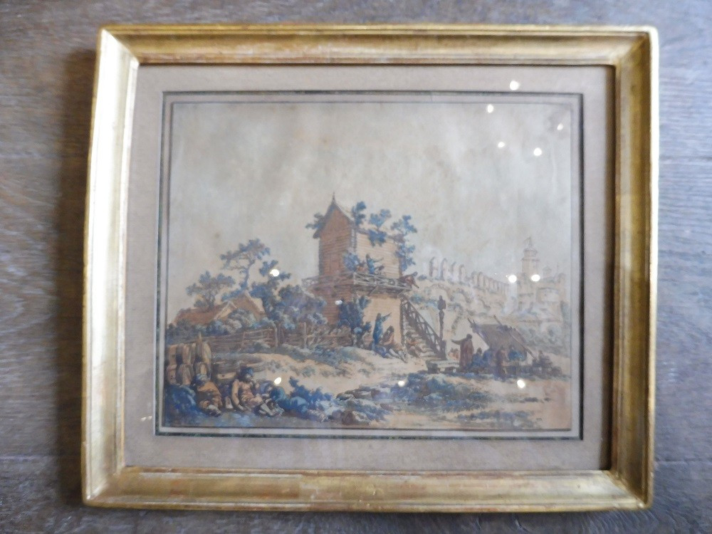 Watercolor Signed Jb Le Prince Dated 1773 "the Moscow Cabaret" 