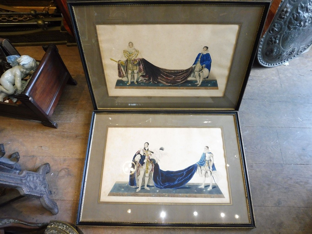 Pair Of English Enhanced Engravings "the Duke Of Clarence And Prince Leopold"