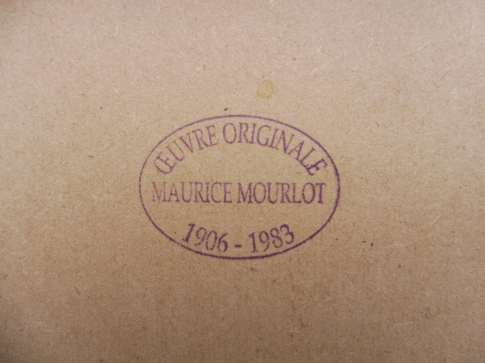 Huile  sur panneau signée  Maurice  Mourlot    " nature morte  aux récipients  vides" -photo-3