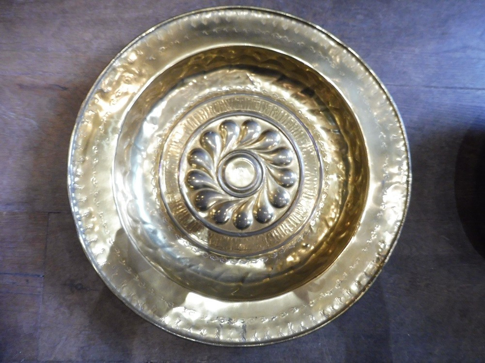 Brass Offering Dish Called Dinanderie 19th Century  