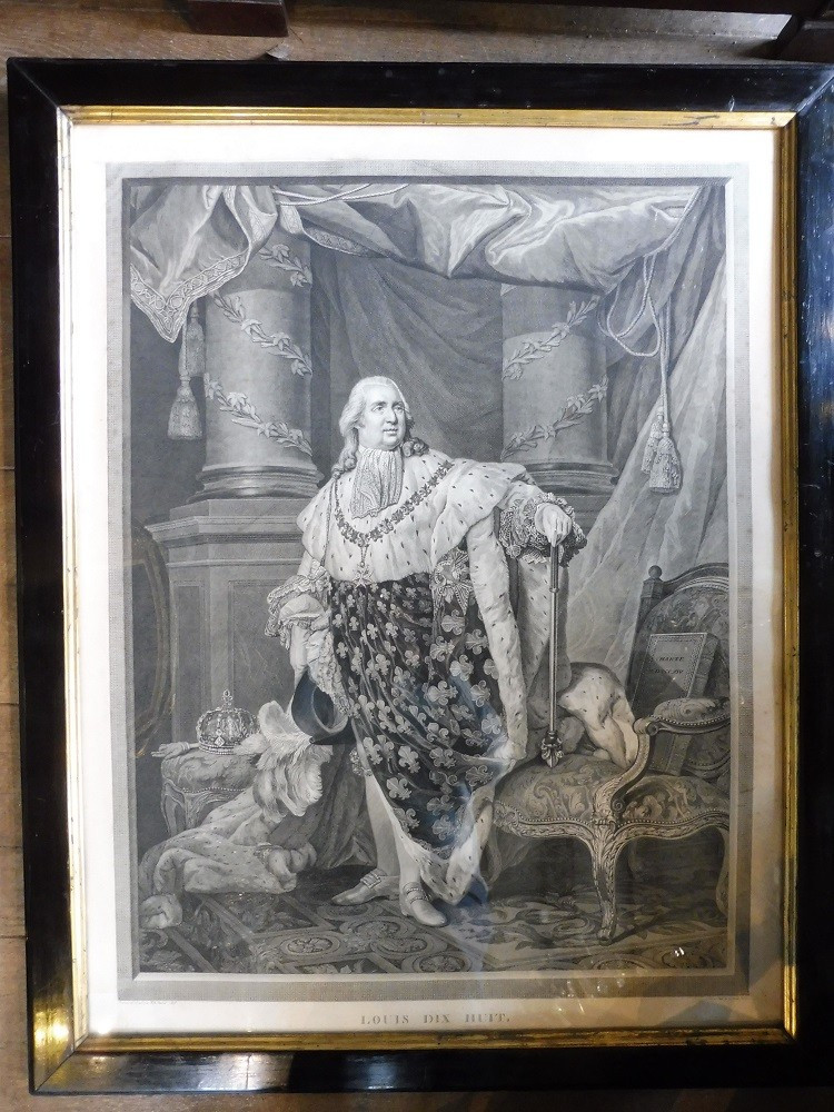 19th Century Engraving "louis XVIII In Coronation Costume"