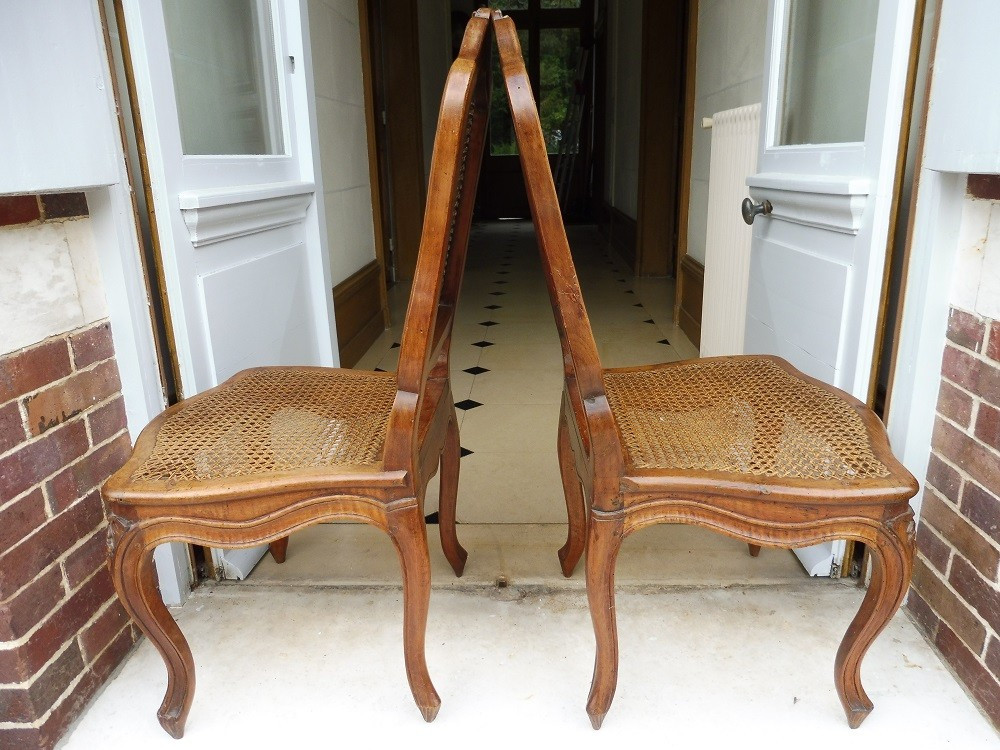 Pair Of Louis XV Caned Chairs -photo-2