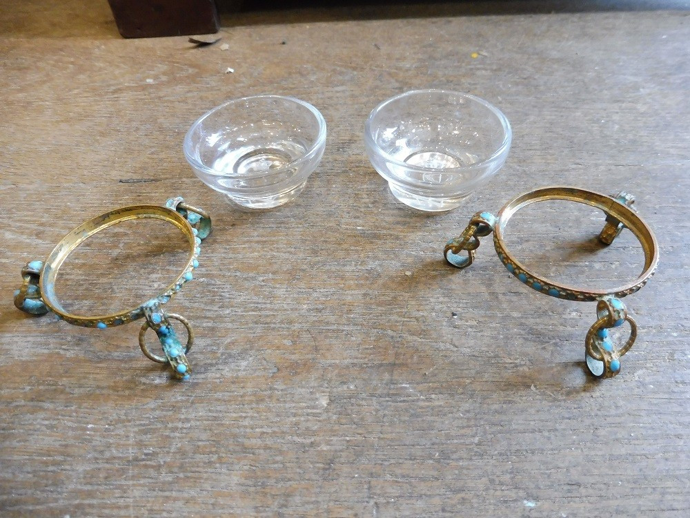 paire  de salières en cristal  au chiffre  de Napoléon III  