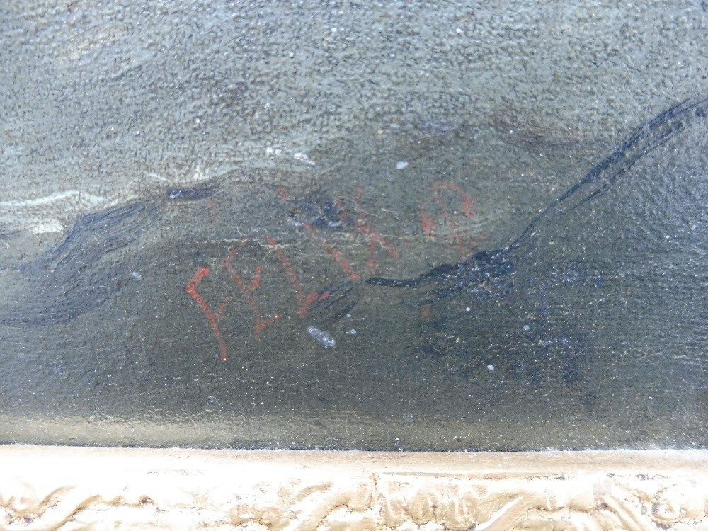 Oil On Canvas Signed Félix "sailboat In The Storm" Circa 1840-photo-1