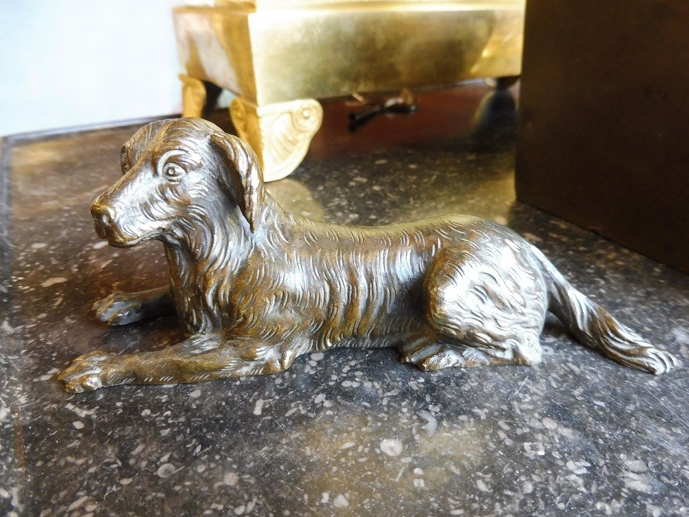 19th Century Bronze Sculpture "sitting Dog"