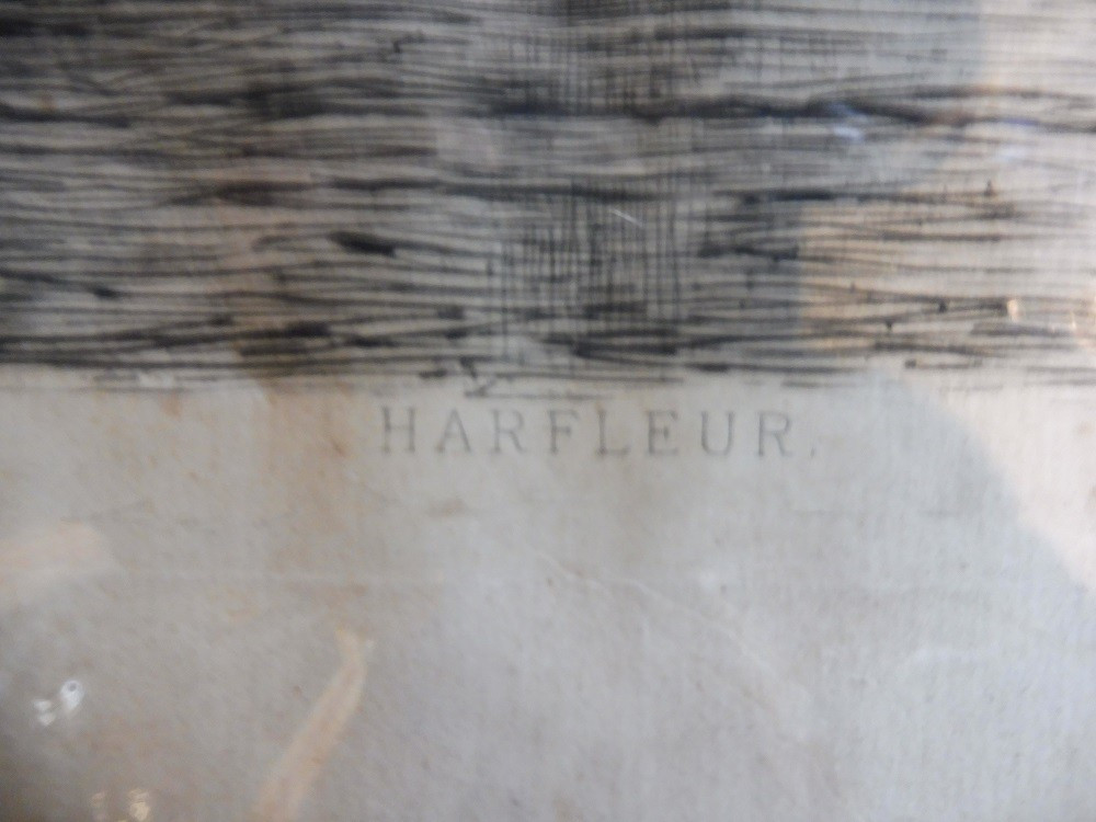Gravure 19 eme  " vue  d' Harfleur  "   ,-photo-3