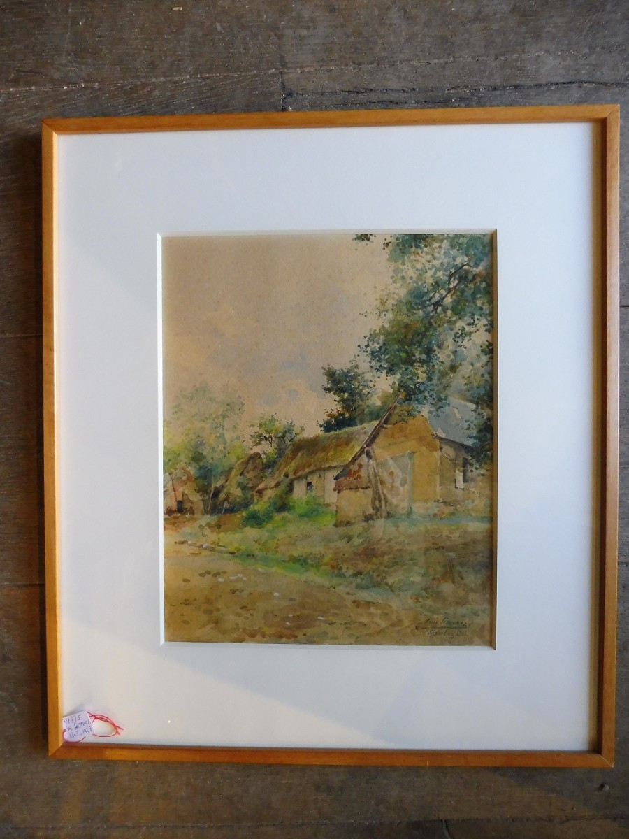 Watercolor Signed Luis Jimenez "view Of Wambez" Dated 1911