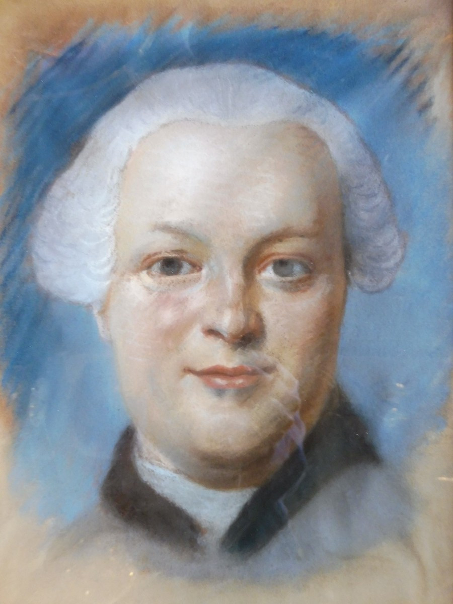 Portrait d'homme  en buste au pastel  d'après  Quentin la Tour  , 19 eme  -photo-2