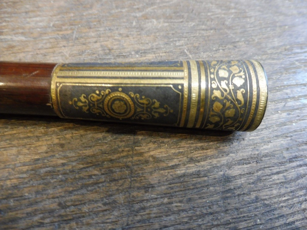 Cane With Engraved And Gilded Steel Knob, Toledo 19th Century-photo-2