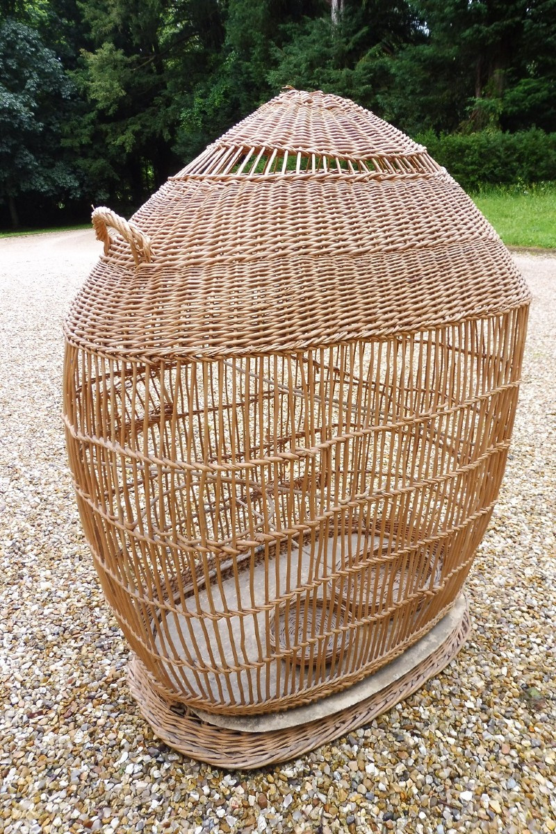 importante  Cage à oiseaux  en rotin  1900-photo-3