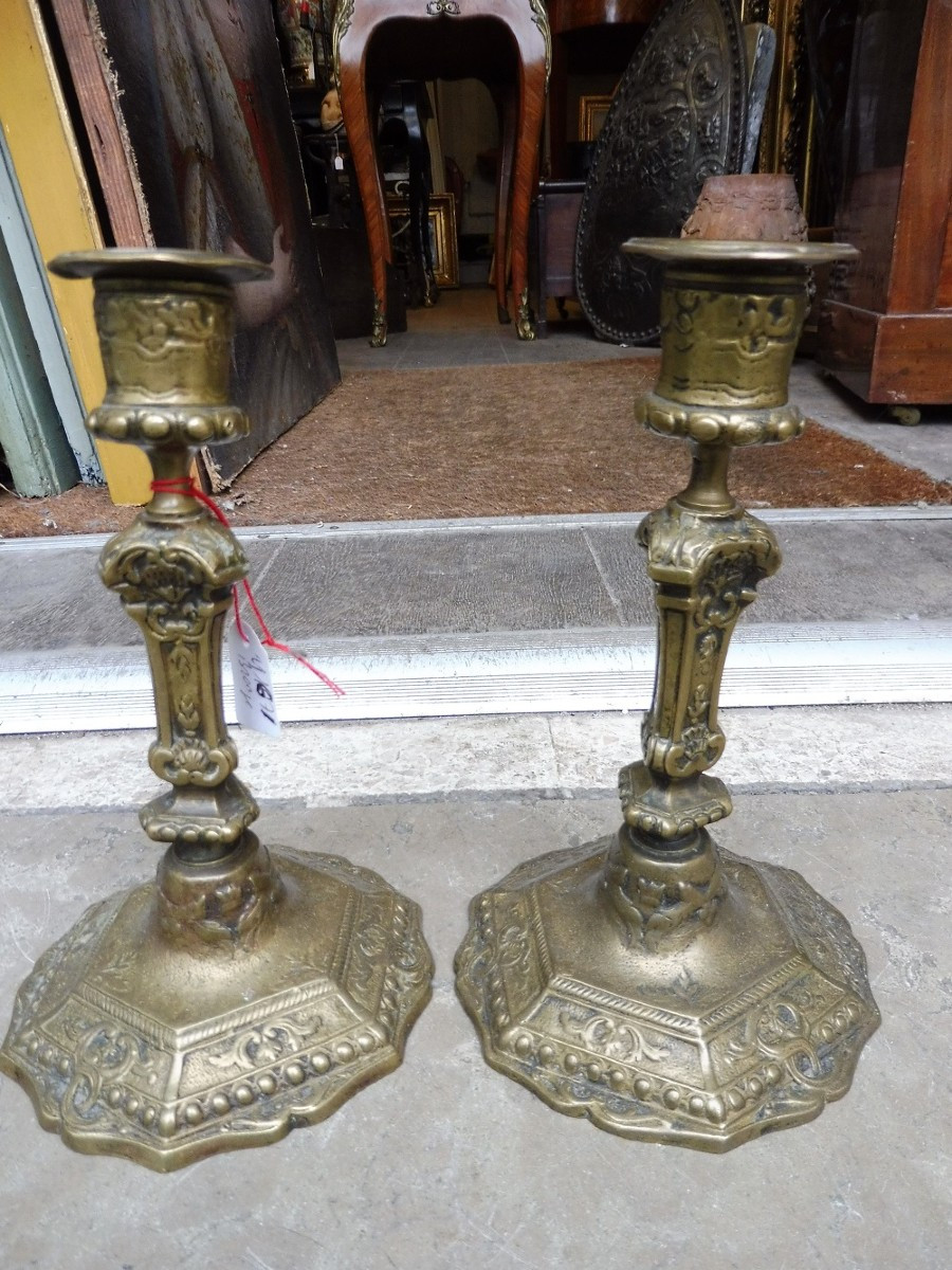 Pair Of Louis XIV Style Bronze Candlesticks