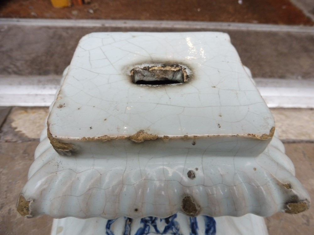 Base Of Christ On The Cross In Rouen Earthenware, 18th Century-photo-2