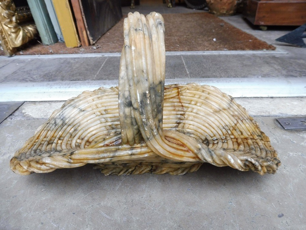 Carved Alabaster Basket, 19th Century  