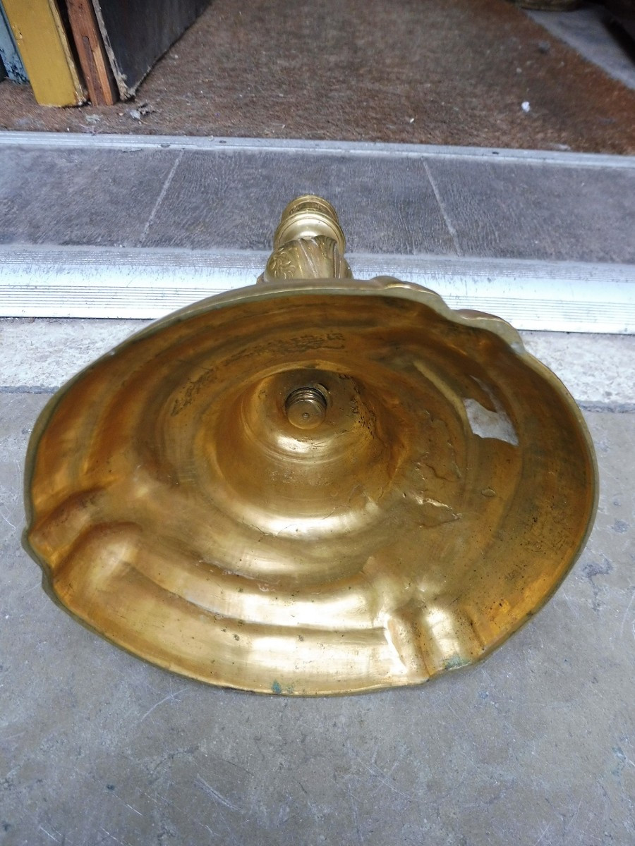 Flambeau en bronze    ciselé et  doré , Louis XV -photo-2