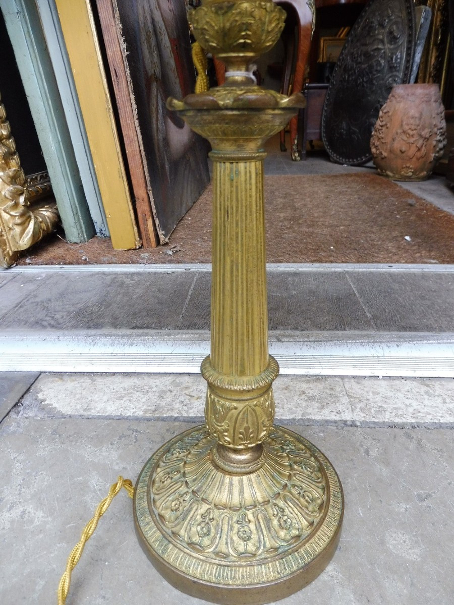 19th Century Chiseled And Gilded Bronze Lamp Base-photo-2