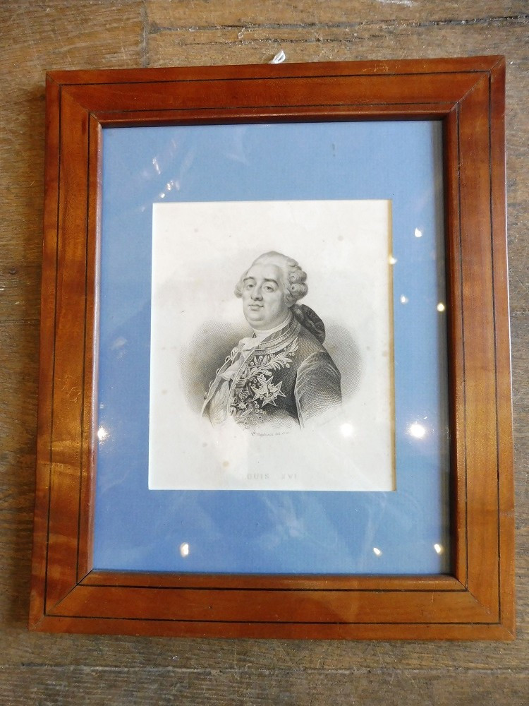 Gravure 19 eme encadrée "  Louis XVI  en buste "