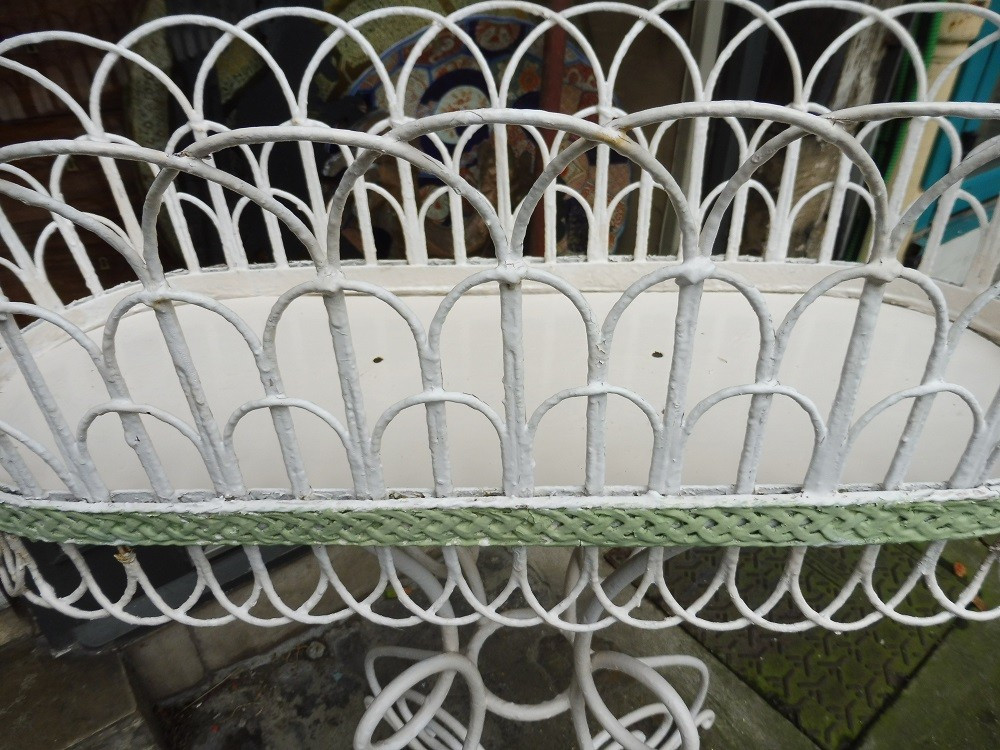 Oval-shaped Planter In Wrought Iron And Braided Wire, 1900  -photo-2