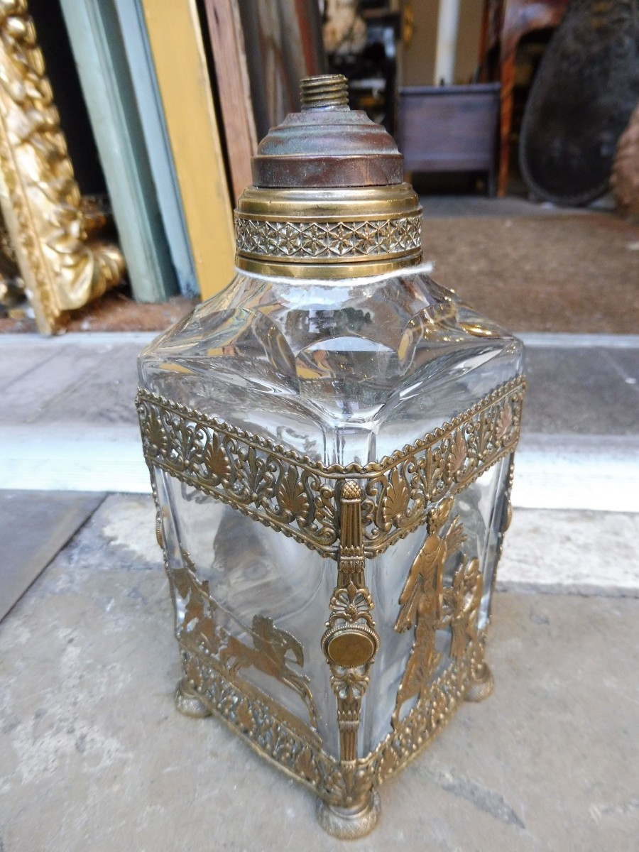 Empire Style Crystal And Brass Bottle  -photo-2