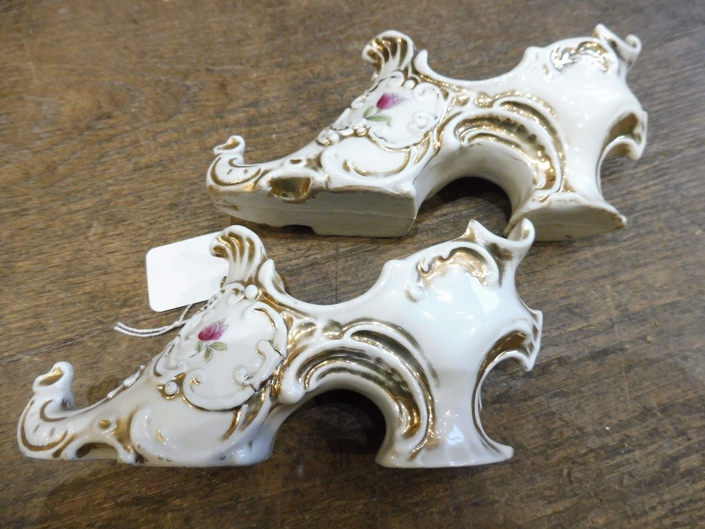 Pair Of Porcelain Shoes, Circa 1900-photo-2