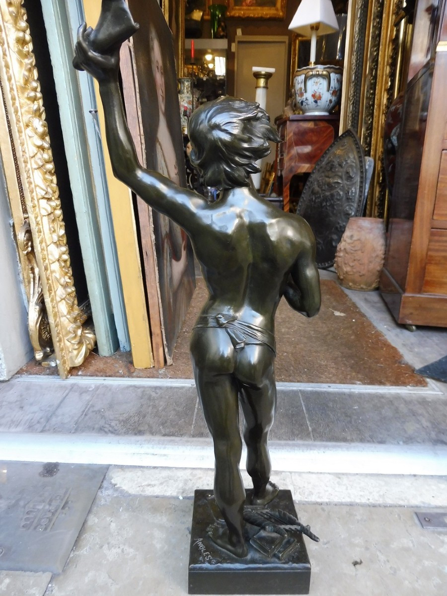 Sculpture  en bronze signée  Joaquin Anglés  "  Premier triomphe "  -photo-2