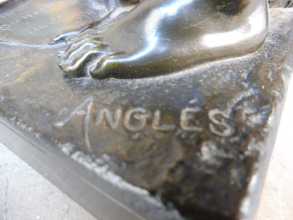 Sculpture  en bronze signée  Joaquin Anglés  "  Premier triomphe "  -photo-3