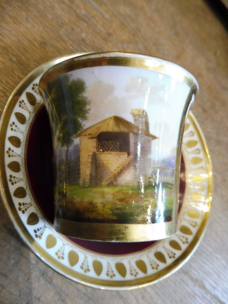 Tasse  et  sous tasse  en porcelaine  de  Paris  empire  -photo-2