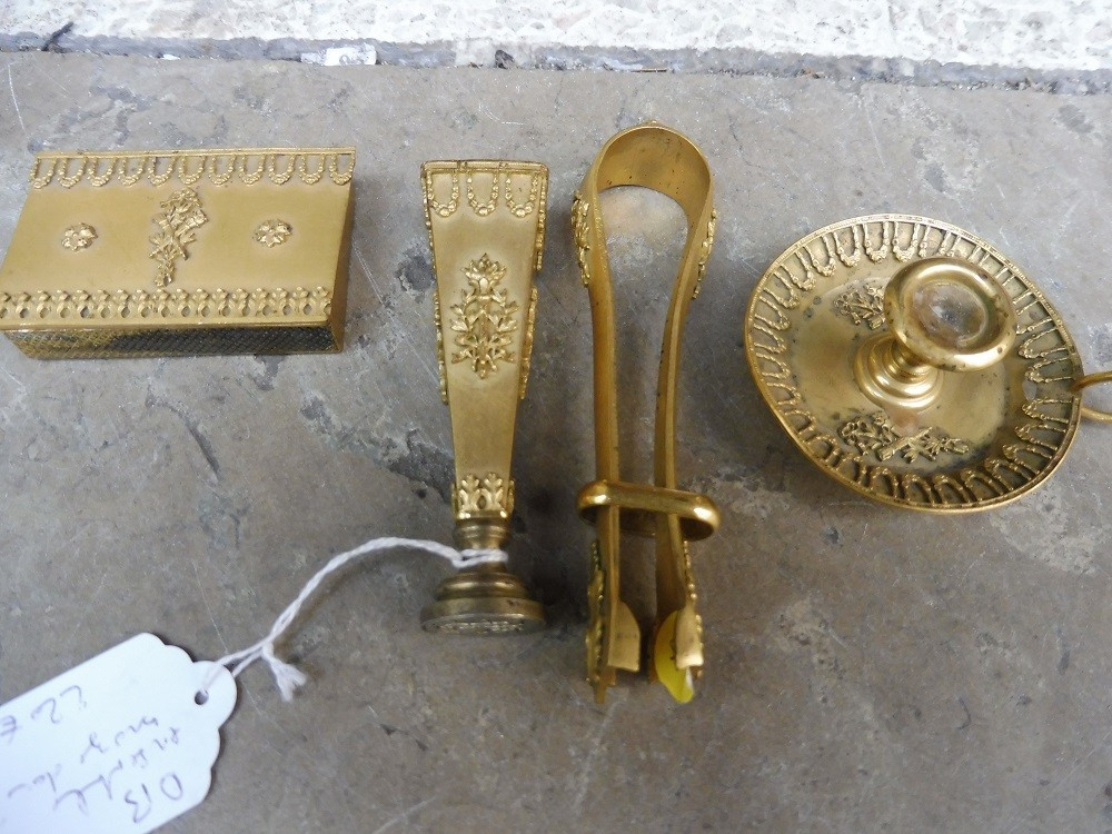 19th Century Gilt Brass Sealing Set  
