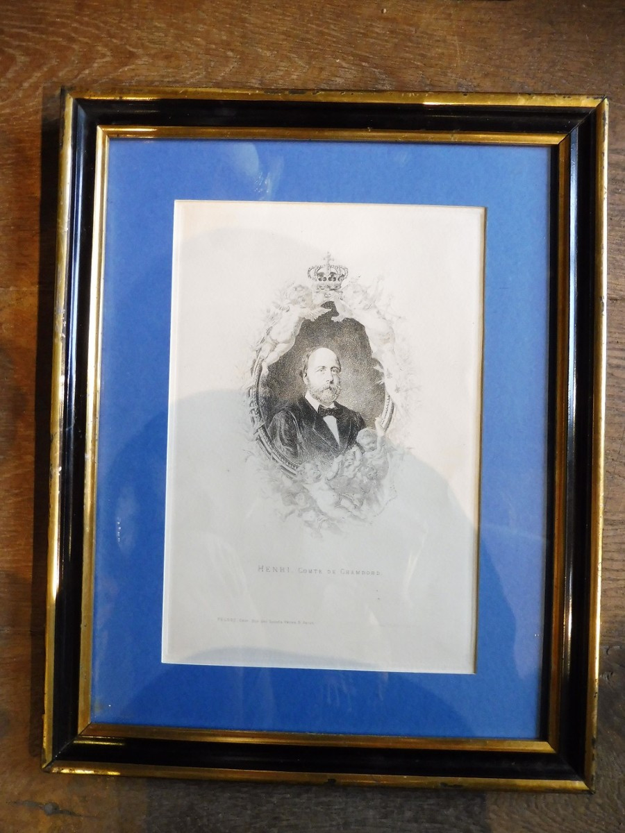 Gravure  19 eme  " Portrait du comte de Chambord  "  