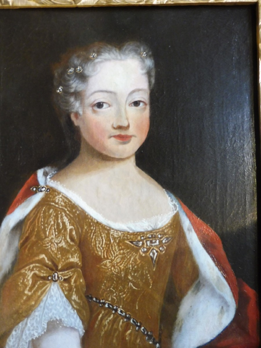 Oil On Canvas From The French School, Circa 1700, "presumed Portrait Of Marie Adélaïde Of Savoy"-photo-3