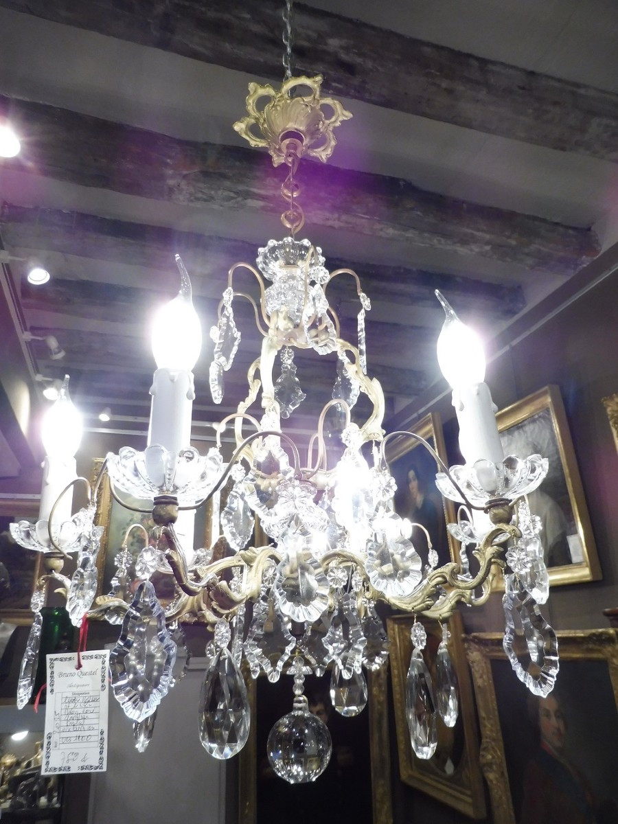 Louis XV Style Six-light Chandelier In Bronze And Crystal-photo-3