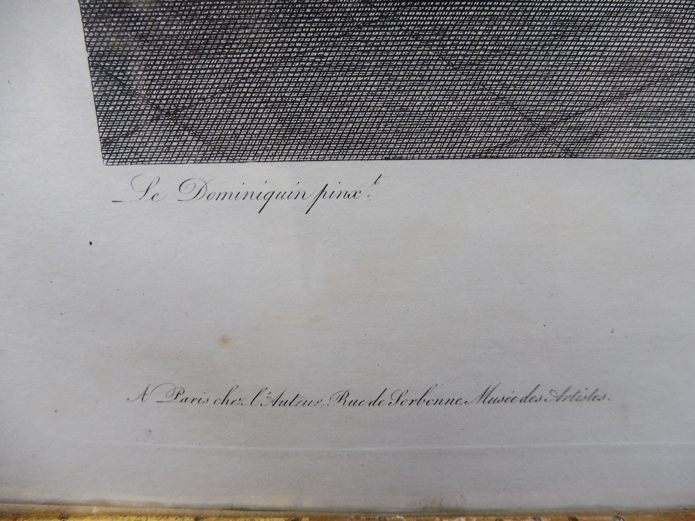 Importante gravure  d'après  Dominiquin  datée  1821  " la  communion  de  Saint  jérôme"  -photo-4