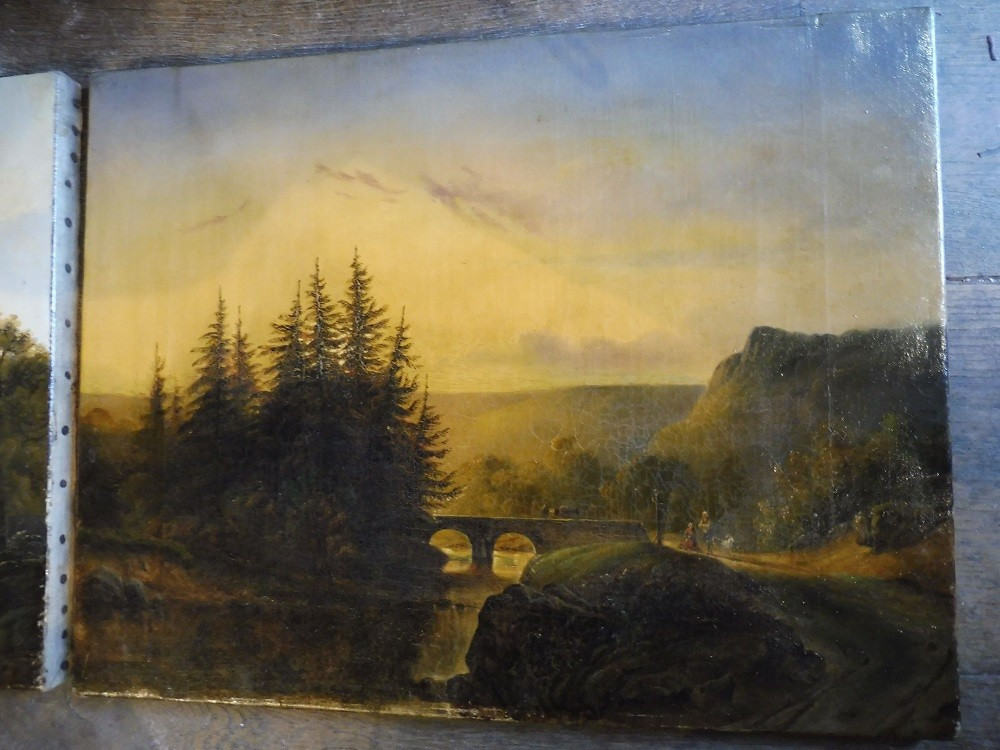 Pair Of 19th-century Oil Paintings On Canvas, "lively Landscapes In The Morning And Evening"  -photo-3