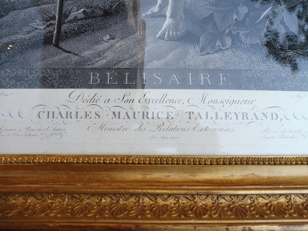 Pair Of Engravings After Gérard Empire "homer And Belisarius", In Their Frames.-photo-4