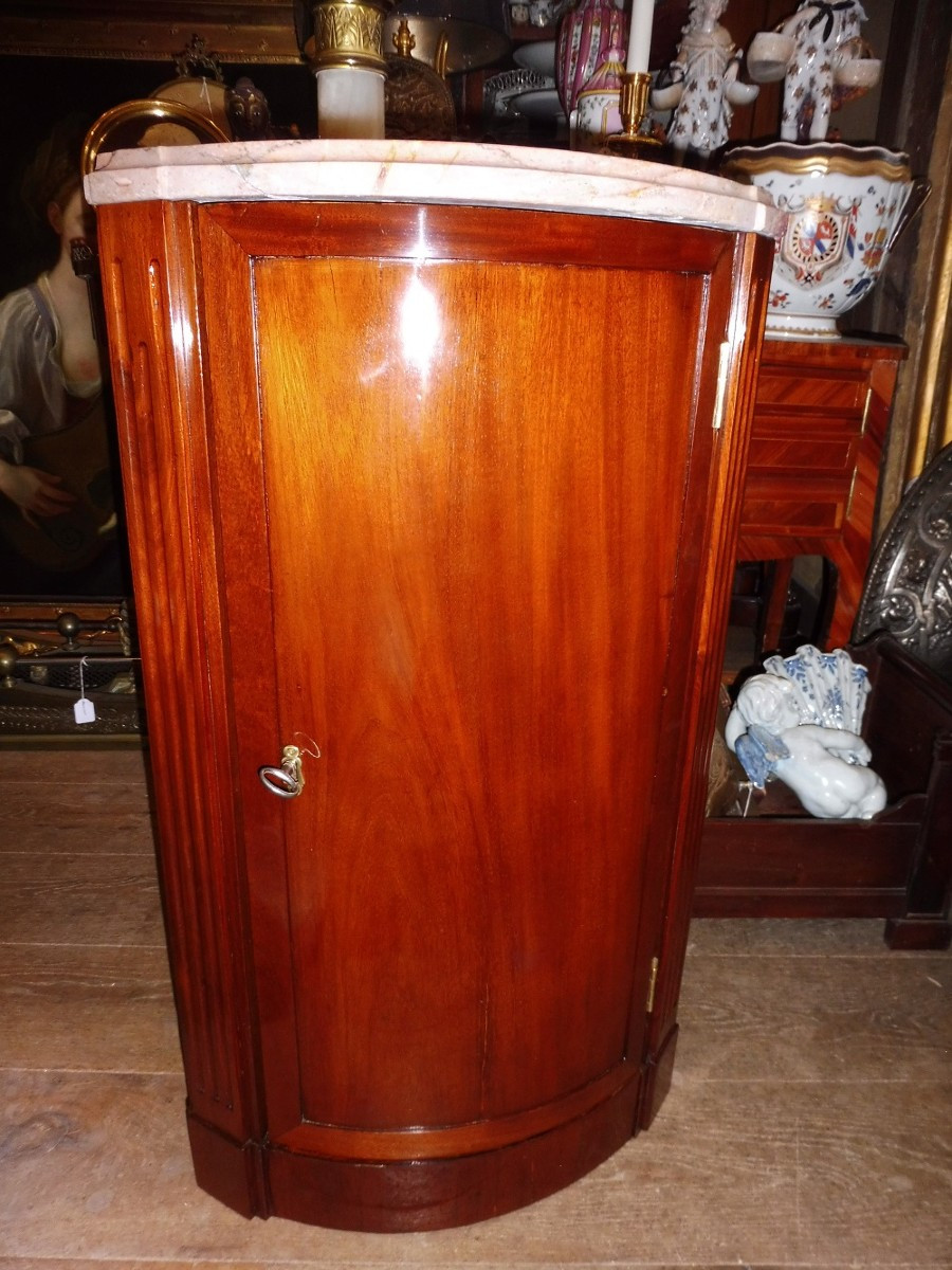 Encoignure  en acajou  , époque  Louis XVI  , estampillée  Schey  -photo-2