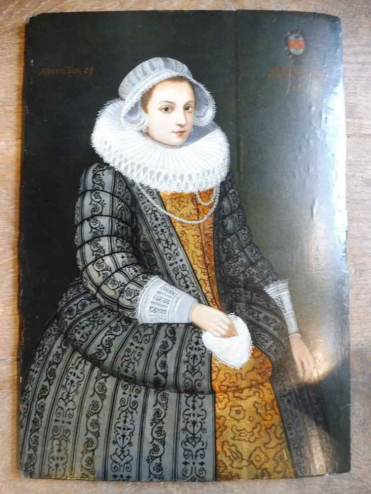 Oil On Panel, 17th Century, "portrait Of A Lady With A Strawberry"  