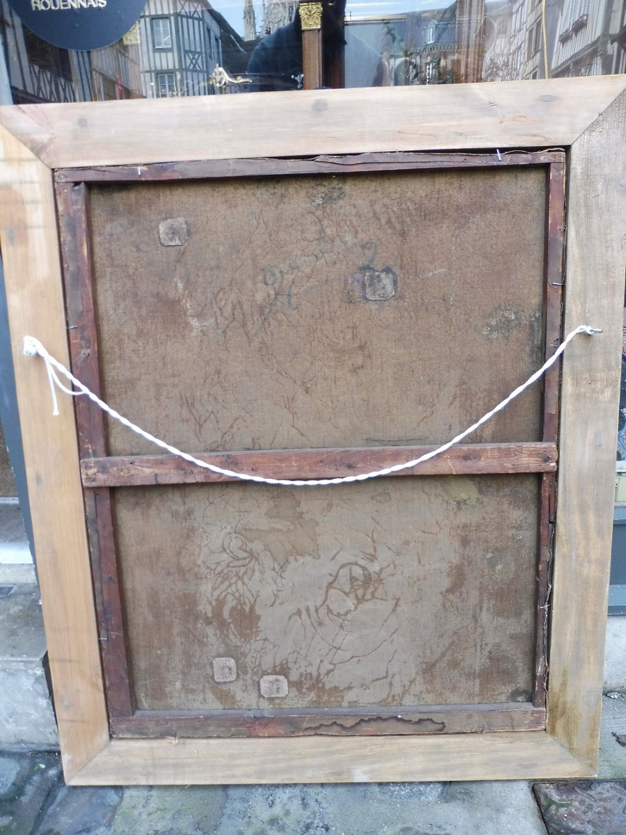 Huile sur toile d'après  Van Dyck  de l'école  Française  du 19 eme " Portrait d'enfant" -photo-3