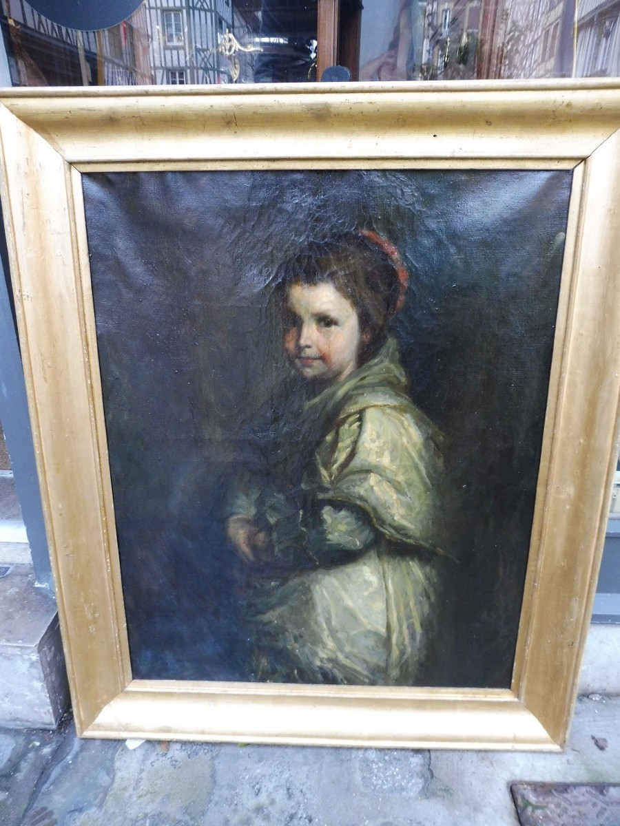 Huile sur toile d'après  Van Dyck  de l'école  Française  du 19 eme " Portrait d'enfant" 