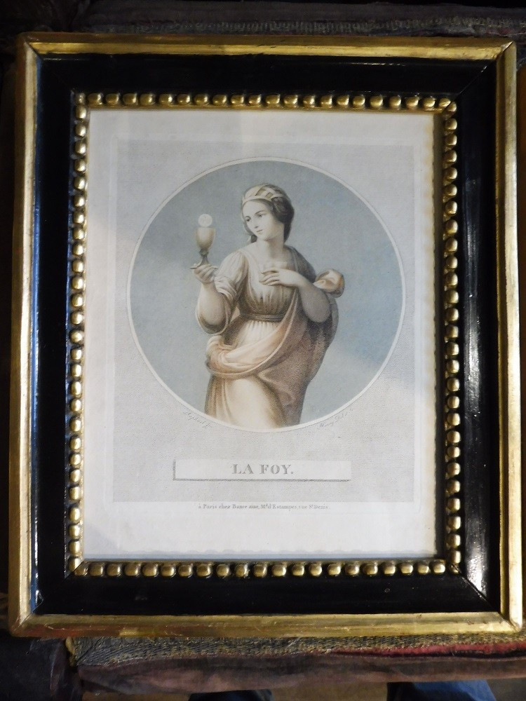 Pair Of Early 19th-century Color Engravings "faith And Hope" -photo-3