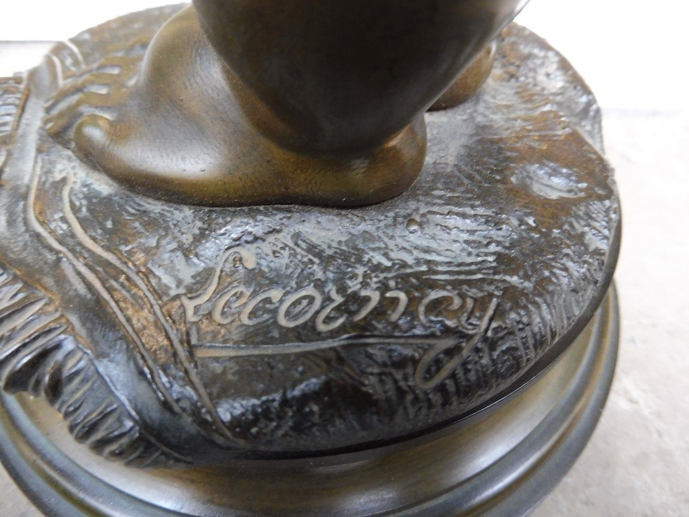 Bronze Sculpture Signed Lecorney "stupidity"  -photo-3