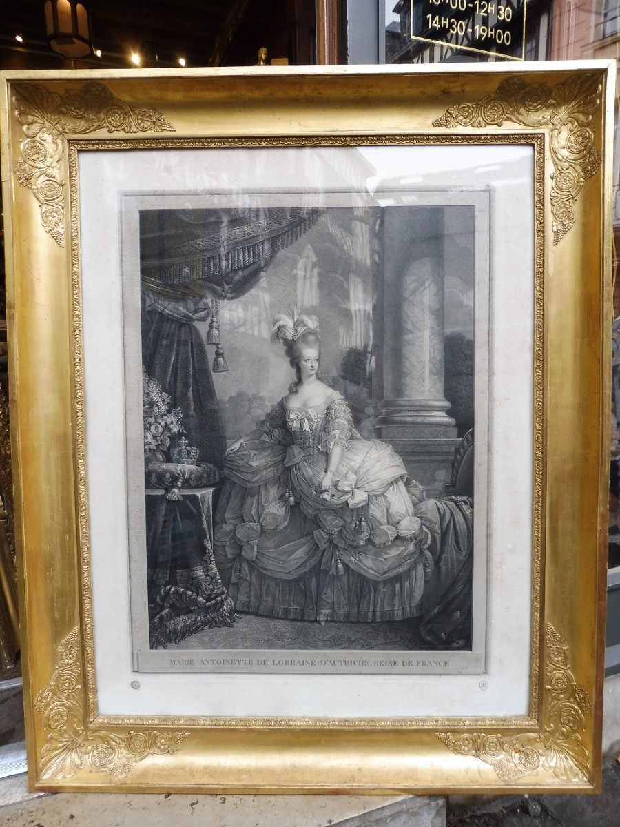 Important Engraving After Roslin, "marie Antoinette In Coronation Robes".