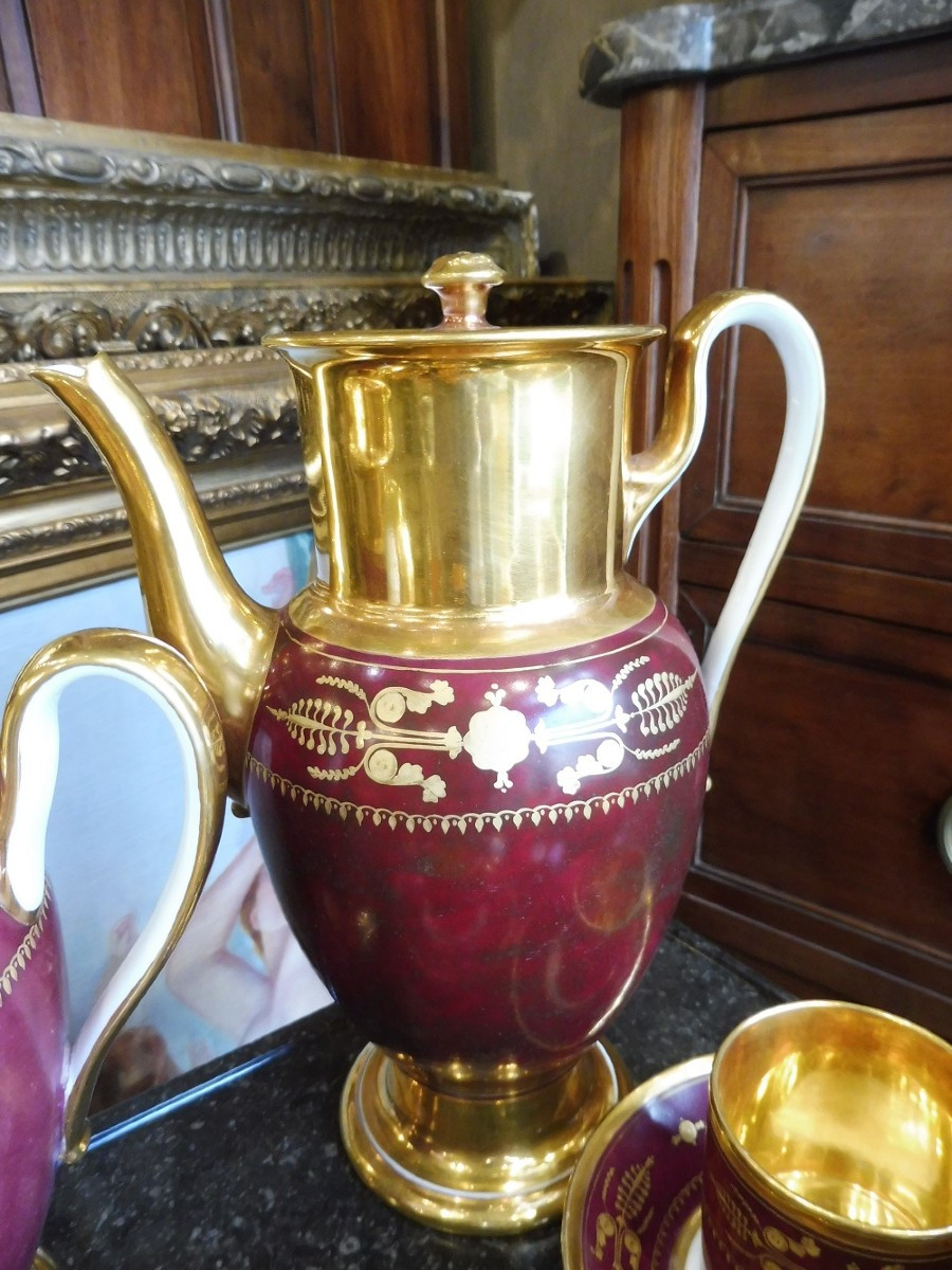 Partie  de service  en porcelaine  de  Paris  , manufacture  Lebon-Halley  -photo-4