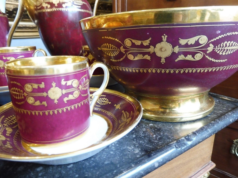 Partie  de service  en porcelaine  de  Paris  , manufacture  Lebon-Halley  -photo-1