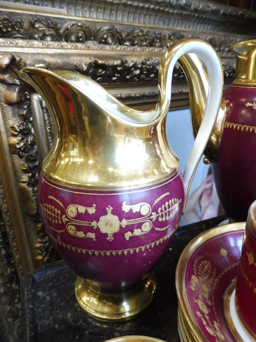 Partie  de service  en porcelaine  de  Paris  , manufacture  Lebon-Halley  -photo-2