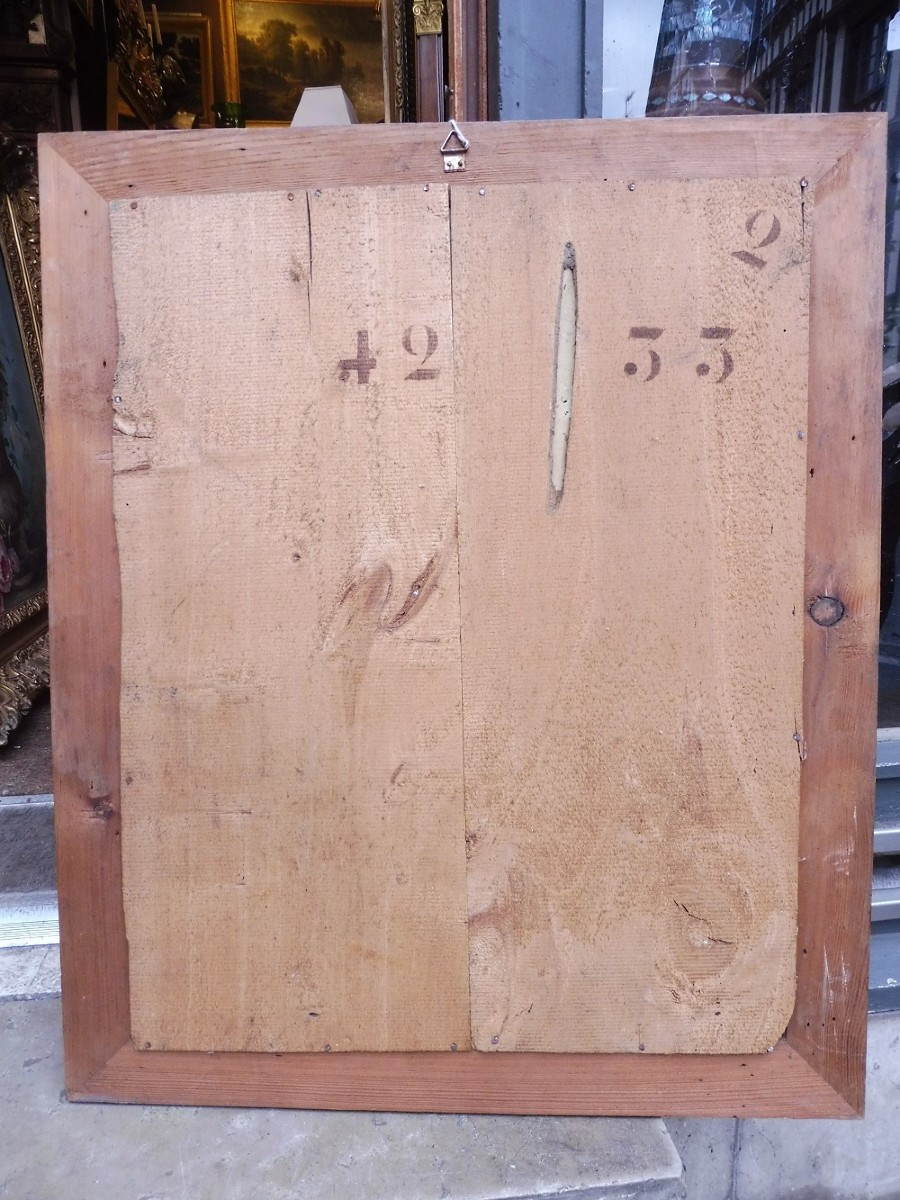 Miroir  rectangulaire  en placage  d'acajou  et filet  de bois  clair  19 eme-photo-3