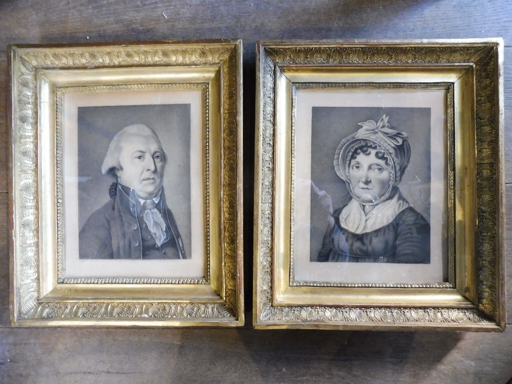 Pair Of Drawings After Boilly, "portraits Of A Couple," Early 19th Century 