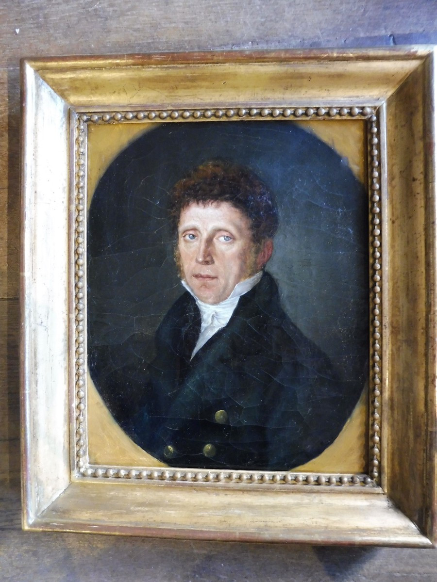Huile sur toile  du 19 eme "portrait  d'homme  en buste"  