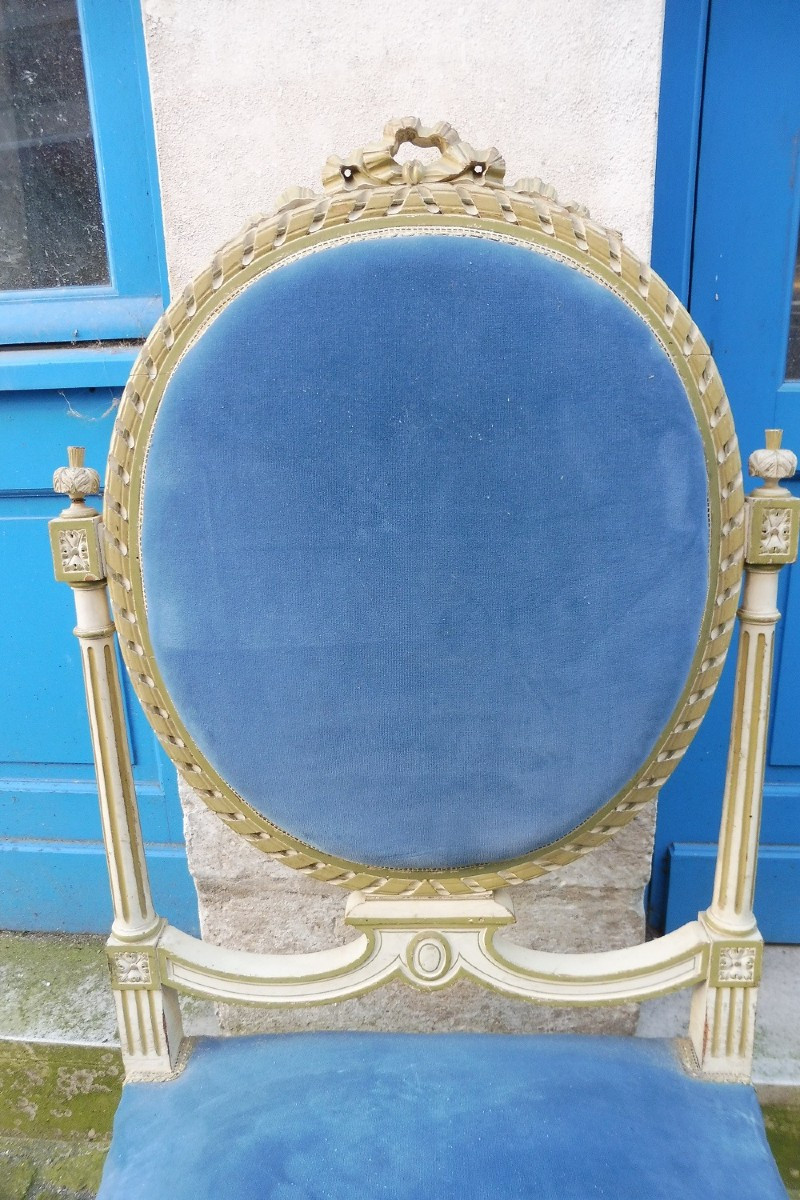 Louis XVI Style Lacquered Wood Chaise Longue, Second Empire -photo-2