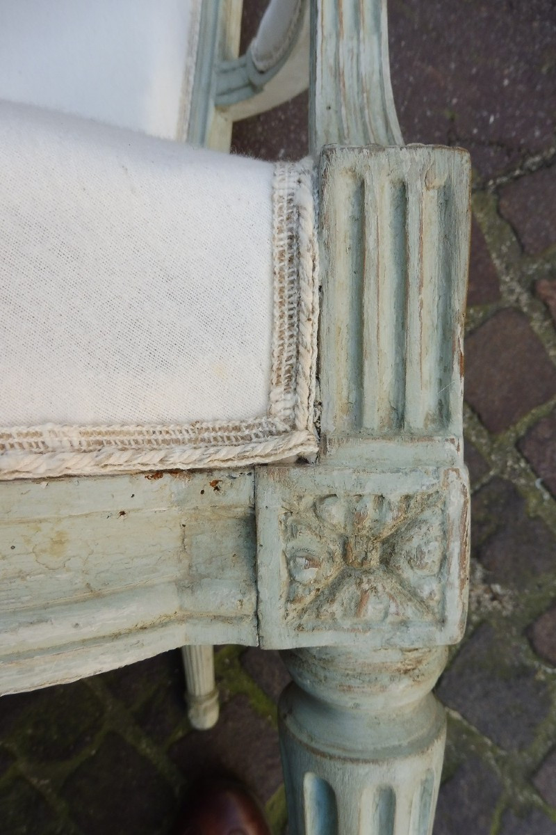 Louis XVI Period Cabriolet Armchair In Lacquered Wood -photo-4