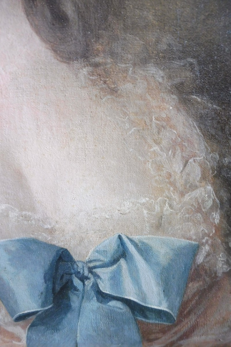 Huile sur toile  par Lemonnier  "portrait de dame  Louis XVI"-photo-4