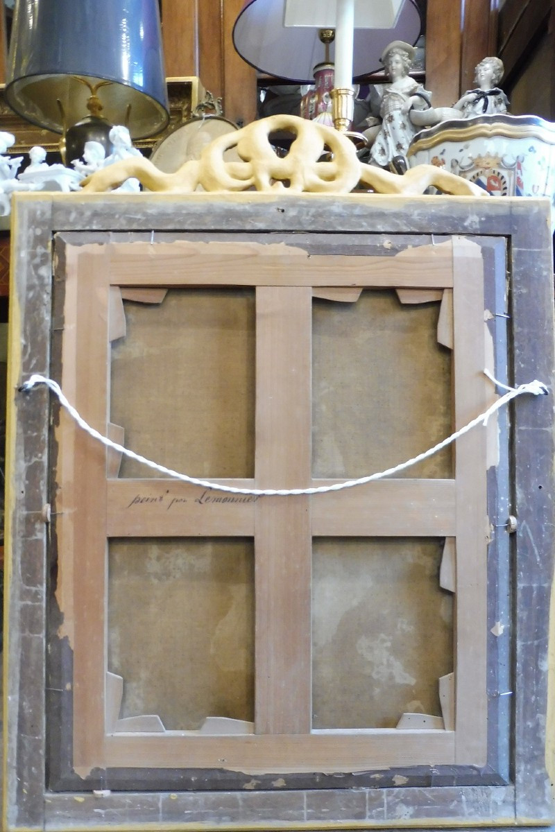 Huile sur toile  par Lemonnier  "portrait de dame  Louis XVI"-photo-1